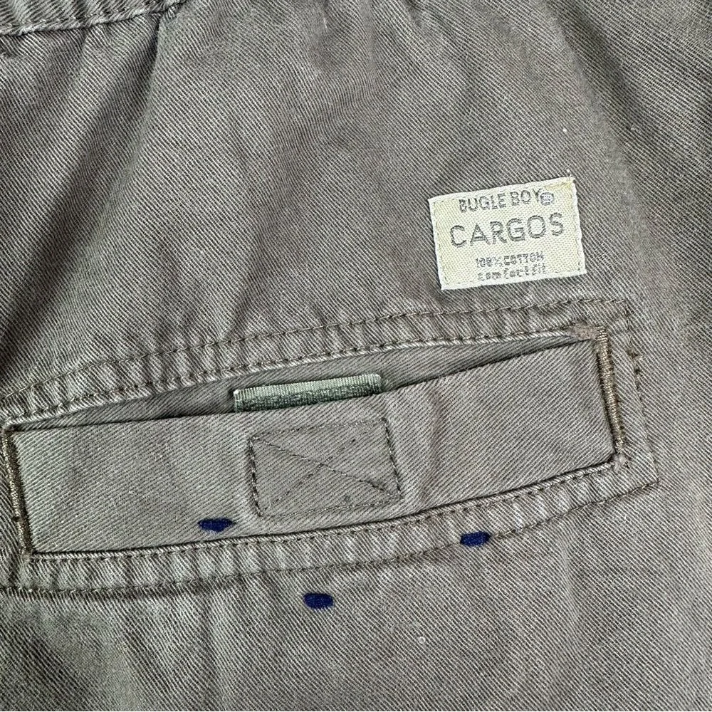 Bugle Boy Men's Cargo Shorts XXL Green Cotton Elastic Waist Utility VTG 80s 90s